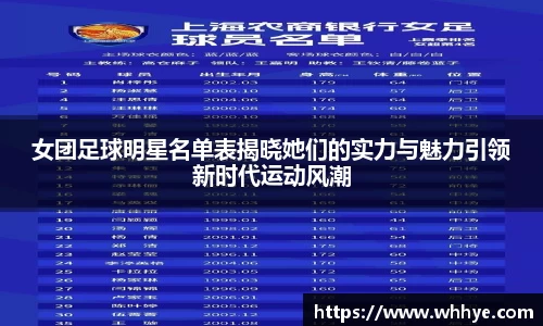 女团足球明星名单表揭晓她们的实力与魅力引领新时代运动风潮